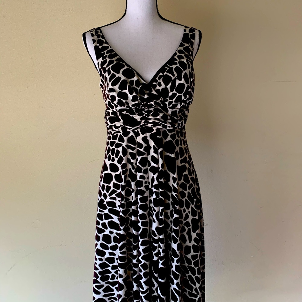 Brown and Cream Animal Print Sleeveless Dress